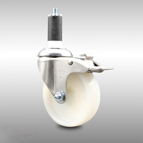 Service Caster 4 Inch 316SS Nylon Wheel Swivel 1-1/4 Inch Expanding Stem Caster Lock Brake SCC SCC-SS316TTLEX20S414-NYS-114 - main